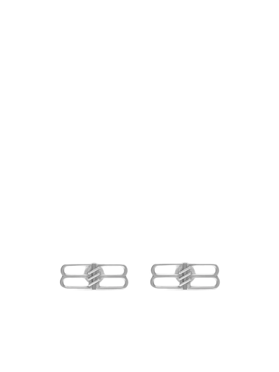 Balenciaga License Bb Logo Icon Stud Earr In Silver