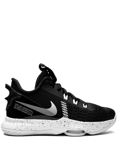 Nike Men's Lebron Witness V Basketball Sneakers From Finish Line In Black,white,metallic Silver