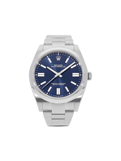 Pre-owned Rolex  Oyster Perpetual 41mm In Blue