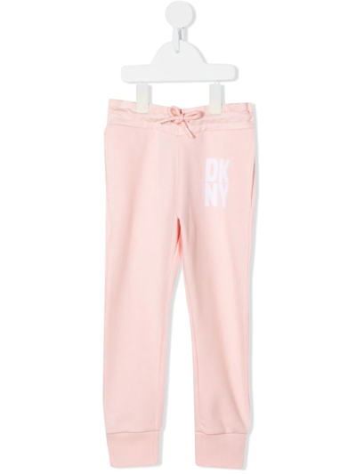 Dkny Kids' Logo-print Drawstring-waist Track Pants In Pink