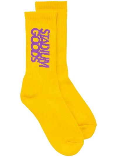 Stadium Goods Logo-print Crew Socks In Yellow