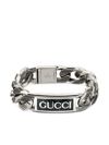 Gucci Logo Plaque Link Bracelet In Silver