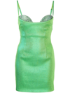 Area Crystal-embellished Metallic Jersey Mini Dress In Green