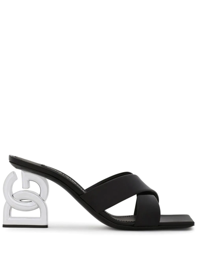 Dolce & Gabbana Logo-heel Mules In Black