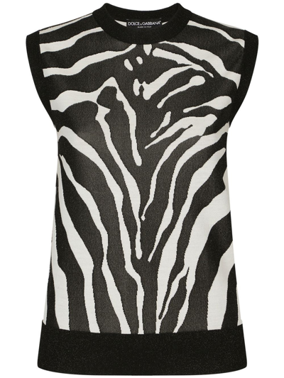 Dolce & Gabbana Zebra-design Jacquard Jumper In Wool And Silk In Multicolor