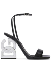 Dolce & Gabbana Keira 105 Dg Heel Sandals In Patent Leather In Black