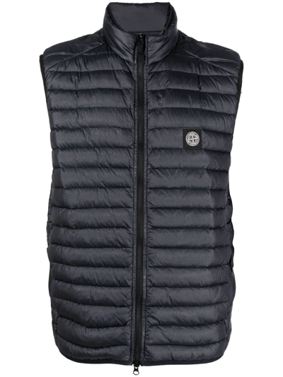 Stone Island Compass Logo-patch Padded Gilet In Blue