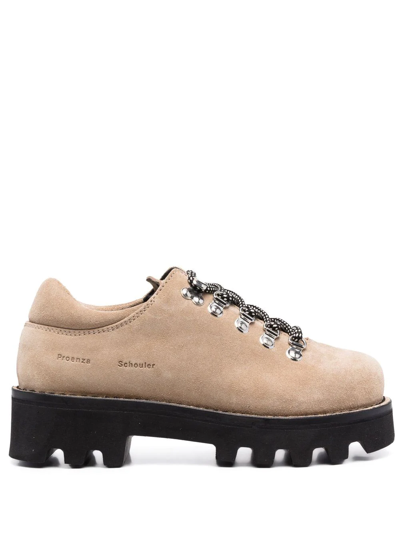 Proenza Schouler City Suede Lace-up Shoes In Neutrals