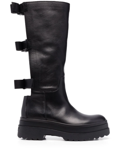 Redv Bow-embellished Cut-out Boots In Schwarz