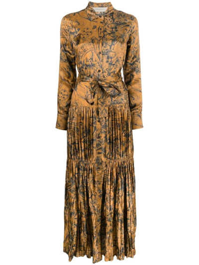 Golden Goose Journey Dress Dalma Notebook Print Fluid Viscose In Brown
