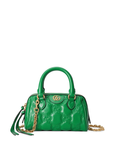 Gucci Small Matelassé Leather Gg Top-handle Bag In Green
