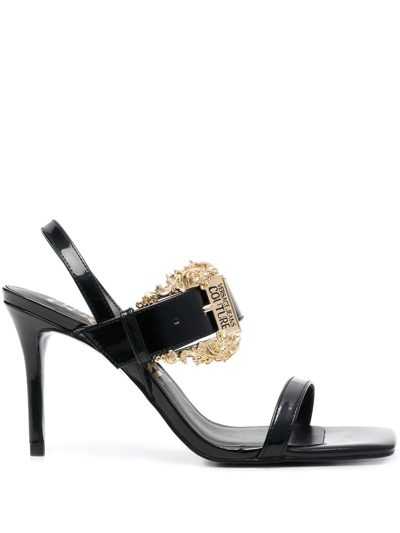 Versace Jeans Couture Buckle-fastening Heeled Sandals In Black