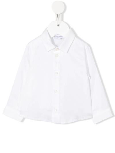 Emporio Armani Babies' Long-sleeved Cotton Shirt In White