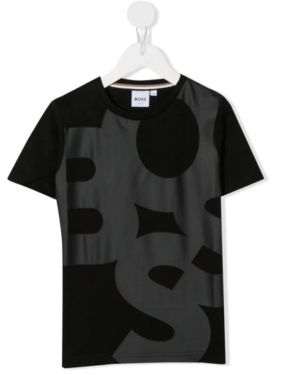 Bosswear Kids' Geometric-print Cotton T-shirt In Black