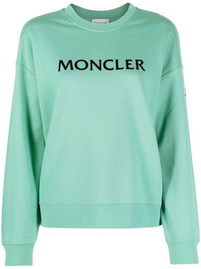 Moncler Logo Cotton-blend Jersey Sweatshirt In Verde Prato