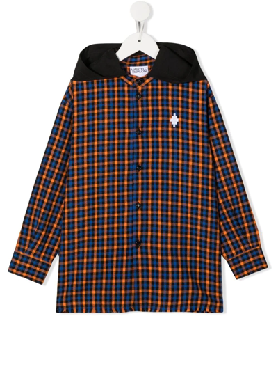 Marcelo Burlon County Of Milan Kids' Logo-print Checked Shirt In Orange