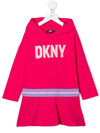 DKNY LOGO-PRINT HOODED DRESS