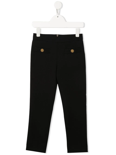 Balmain Teen Zip-up Straight Trousers In Black
