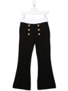 BALMAIN BUTTON-DETAIL ZIPPED FLARED TROUSERS