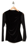 Donna Karan Woman Asymmetrical Mesh Sleeve Blouse In Black