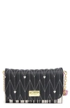 Luv Betsey By Betsey Johnson Heart Quilted Crossbody Bag In Black Chevron / Splat Stripe