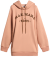 Max Mara Longline Hoodie With Drawstring And Ribbed Cuffs In Pink