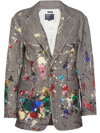 R13 Paint Splatter Oversize Virgin Wool Blazer In Grey