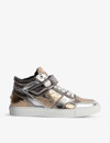 Zadig & Voltaire Zv1747 Metallic Leather Mid Top Trainers In Silver