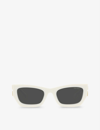 Miu Miu Womens White Mu 09ws Rectangle-frame Acetate Sunglasses In White