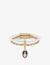 Bvlgari Serpenti Forever Small Brass And Leather Bracelet In White