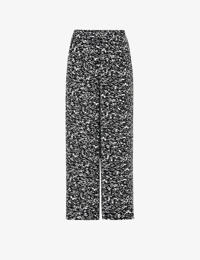 Whistles Abstract Smudge Graphic-print Woven Trousers In Black/multi