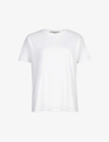 Allsaints Grace Logo-embroidered Cotton-jersey T-shirt In Optic White