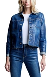 L AGENCE JANELLE GLITTER SLIM FIT DENIM JACKET