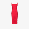 SOLACE LONDON RED ADLER RUCHED MIDI DRESS,OS32005RED17849206