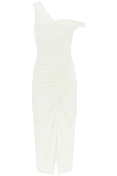 Self-portrait Self Portrait Gathered Jersey Midi Dress In White