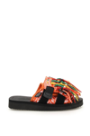 Alanui X Suicoke Fringed Canvas-strap Slides In Bright Orange (black)