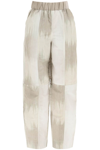 Ganni Curved Shell Trousers In Grey Tie Die (beige)
