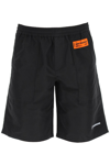 Heron Preston Ex-ray Heron Nyl Track Shorts In Black White (black)