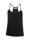Twinset Satin-finish V-neck Tank Top In Black