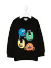 Stella Mccartney Kids Black Sweatshirt With Multicolored Graphic Print In Black