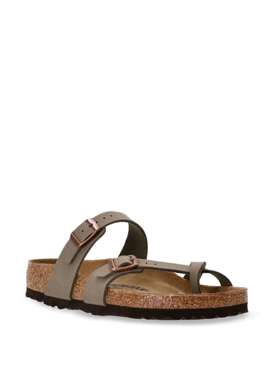 Birkenstock Mayari Birko-flor Nubuck Mocca Thong Sandals In Bne