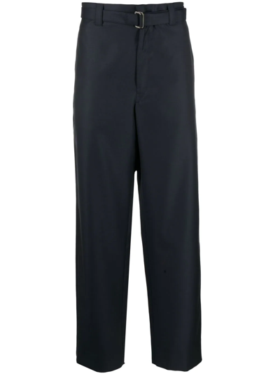 Prada Belted Tailored Trousers In Blau