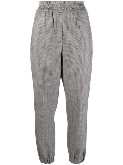 Brunello Cucinelli Checked Tapered Trousers In Brown