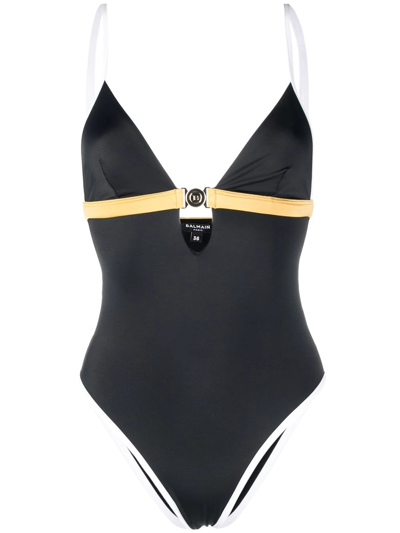 Balmain Colour-block Fitted Swimsuit In New