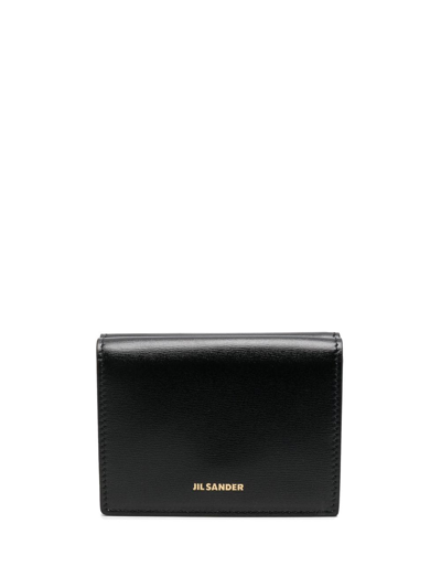 Jil Sander Tri-fold Leather Wallet In Schwarz