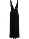 Saint Laurent Chaink-link Detail V-neck Gown In Black