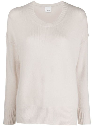 Allude Ribbed-trim Crew-neck Jumper In Beige