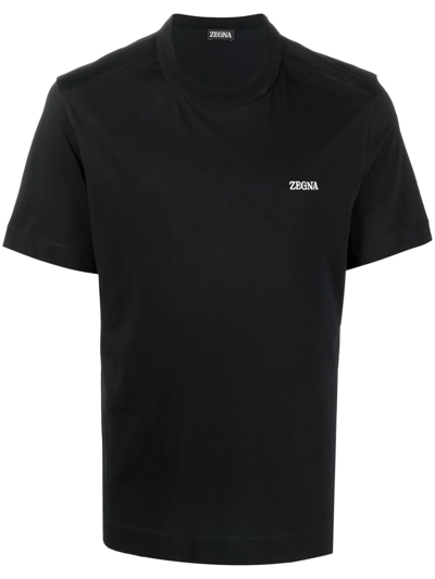 Z Zegna Logo-embroidered Cotton T-shirt In Black