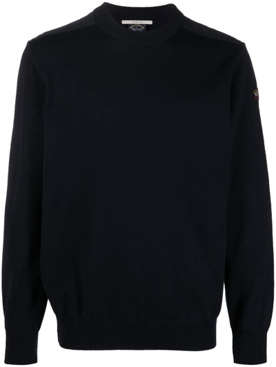 Paul & Shark Crew-neck Knitted Wool Jumper In 蓝色