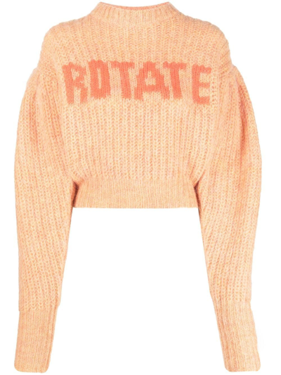Rotate Birger Christensen Mini Adley Shirt With Logo And Necklace Detail In Orange